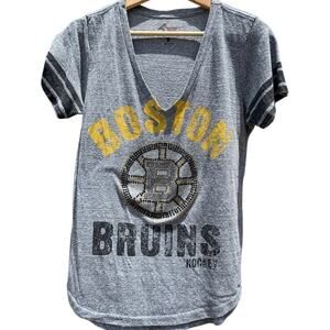 Boston Bruins NHL Hockey bedazzled women's gray shirt Size Medium